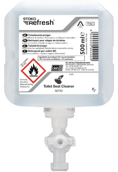 SCJP STOKO Refresh alkoholtartalmú WC-ülőke tisztító spray, Stoko Refresh manuális adagolóhoz, 500ml patron