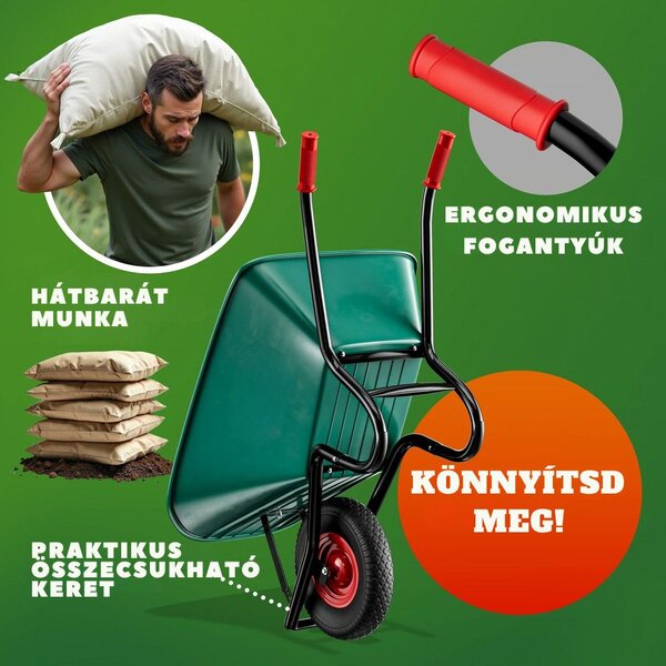 GREG talicska műanyag káddal, max. 100l/250kg, zöld/fekete Gardebruk