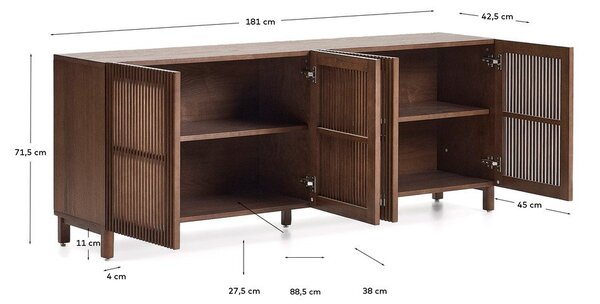 Sötétbarna komód diófa dekorral 181x71,5x42,5 cm Beyla – Kave Home