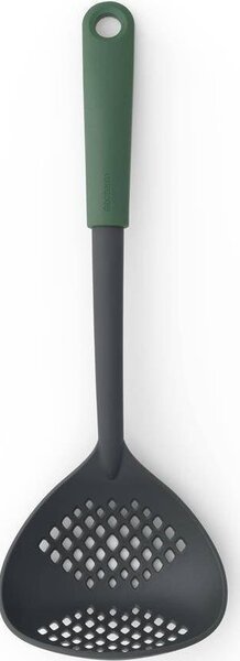 Brabantia Tasty+ Cook & Serve szűrőkanál, beépített serpenyőtartóval, akasztóval, hőálló, műanyag, platinazöld - 122767