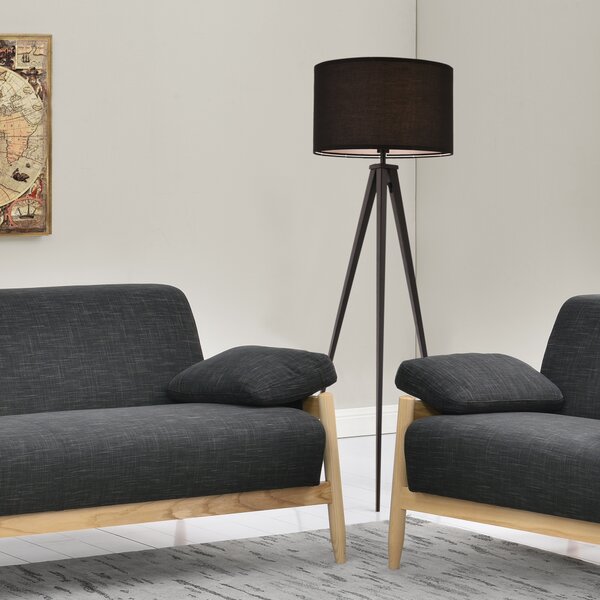 Állólámpa Faro 3-lábú lámpa padlólámpa E27 fém-textil fekete 153 cm