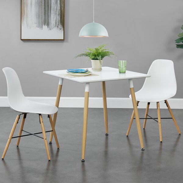 3 személyes étkezőasztal ABNA-0611 négyszögletes asztallappal fehér-bükkfa