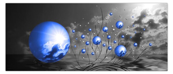 Világoskék gömbök képe (120x50 cm)