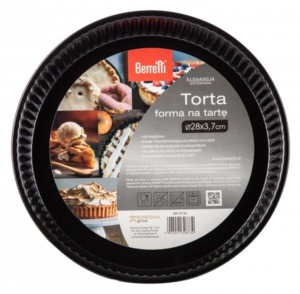 Berretti BR-8730 Kerek Pite Sütőforma 28 x 3,7 cm - Fekete