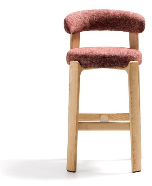 Terrakotta színű-világos natúr színű kőrisfa bárszék (ülésmagasság 75 cm) Granite – Kave Home