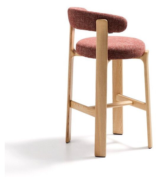 Terrakotta színű-világos natúr színű kőrisfa bárszék (ülésmagasság 75 cm) Granite – Kave Home