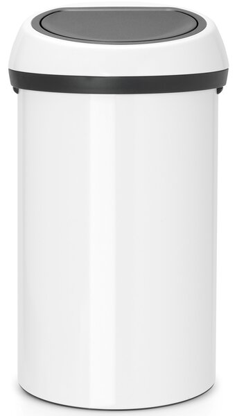 BRABANTIA Touch Bin nyomófedeles hulladékgyűjtő XXL 60L - H méret fehér acél test fehér fedő - 108686
