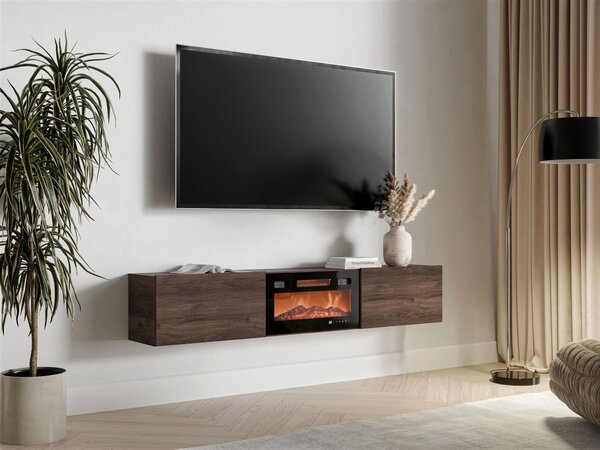 TV-állvány Donos III, Edzett üveg, Laminált forgácslap, 33x180x32cm, Dió