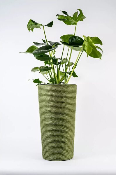 Adoni Doniczka jutowa zielona z wkładem 32x57 cm - ręcznie robiona (adoni-grn-57)