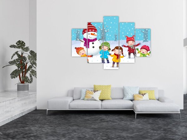 Kép - Téli gyerekes mulatságok (150x105 cm)
