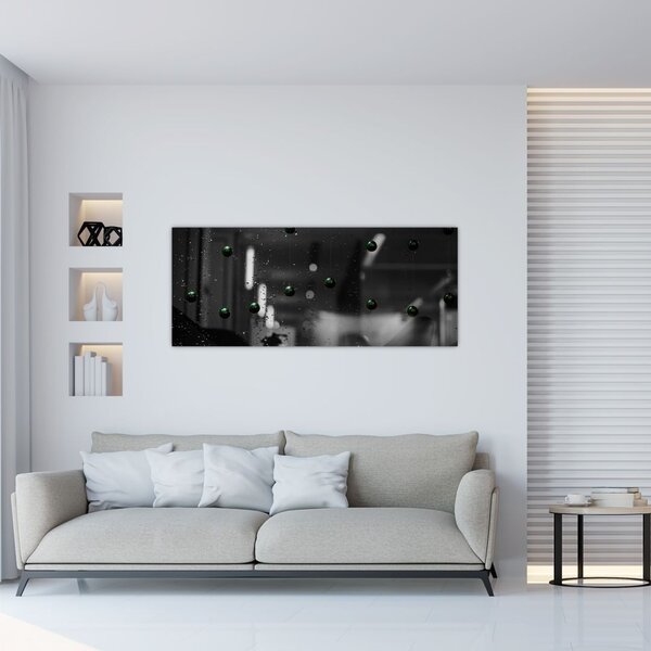 Absztrakt kép - zöld golyó (120x50 cm)