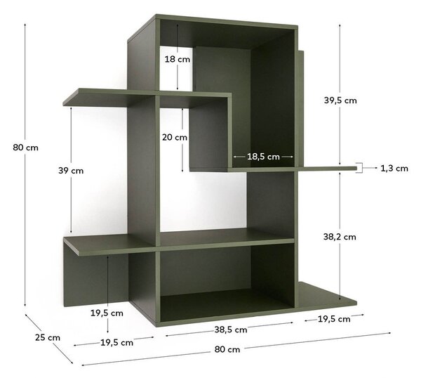 Zöld moduláris polcrendszer 80x80x25 cm Ina – Kave Home