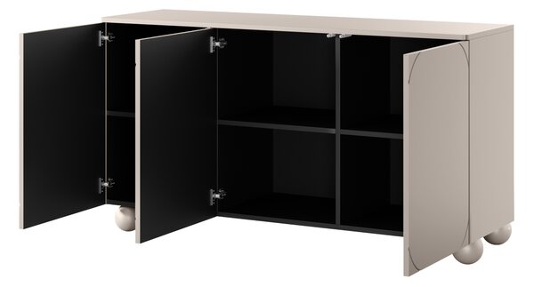 Sonatia II komód 150 cm háromajtós - kasmír / gömb lábak