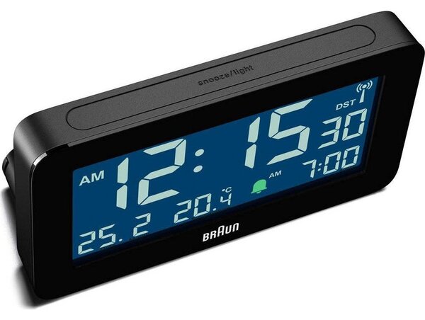 Braun BC10B-DCF napelemes rádiós vezérlésű óra Digitális ébresztőóra Fekete