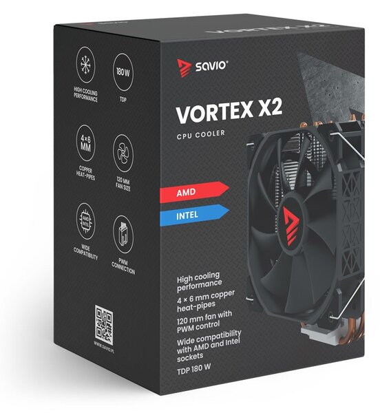 Savio Vortex X2 ARGB Processzor Hűtő 120mm PWM