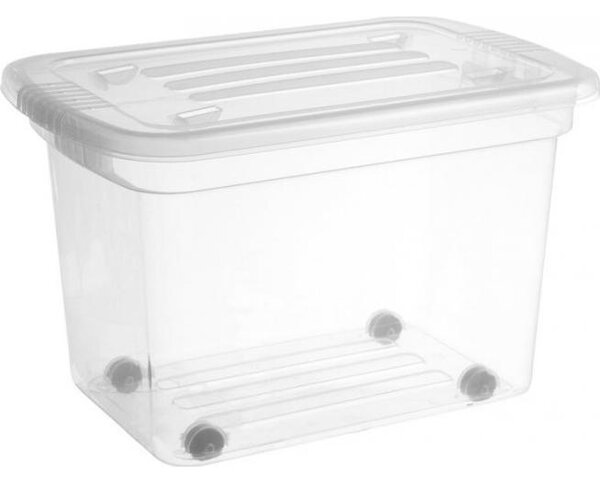 Iris Home Box Műanyag Tárolódoboz zárható tetővel kerekekkel 52L - Átlátszó