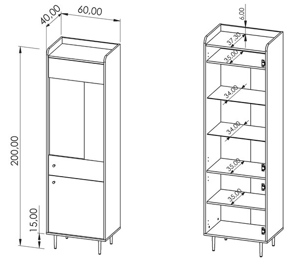 VASINA W60 vitrines szekrény