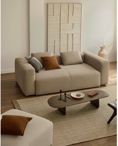 Sötétbarna tölgyfa dohányzóasztal 64x146 cm Pirita – Kave Home