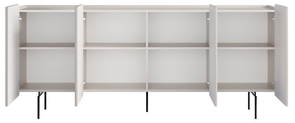 Malmi négyajtós komód 200 cm - kasmír / fekete lábak