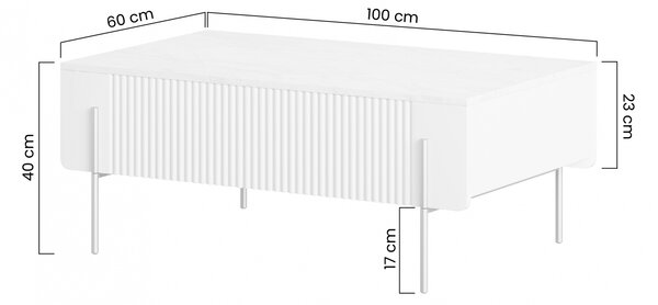 Malmi dohányzóasztal 100 cm fiókos - kasmír / fekete lábak