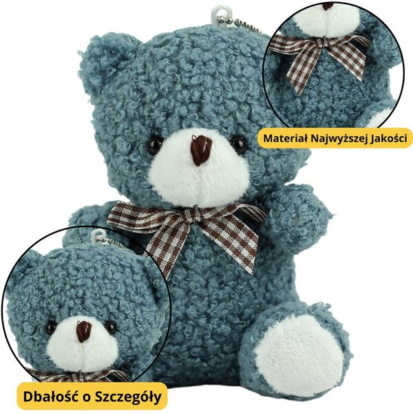 Teddy Mackó Plüss Kulcstartó Medál Dekoráció Tengerészkék 8 cm – 22493