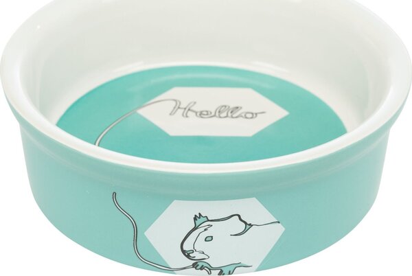 Trixie 60735 Kerámia Tál Tengerimalac 240 ml/ 11 cm Szürke Alapon Szinezett, Hello Felíratos Figurá