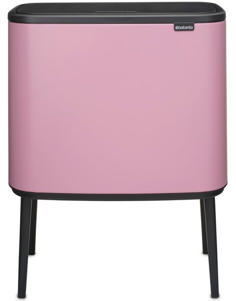 Brabantia Bo Touch Bin nyomófedeles szelektív hulladékgyűjtő, magasított, lábakon álló, műanyag tartály, 11+23L - X+J méret, acél, rózsaszín-lila - 255328