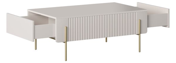 Malmi dohányzóasztal 100 cm fiókokkal - kasmír / arany lábak