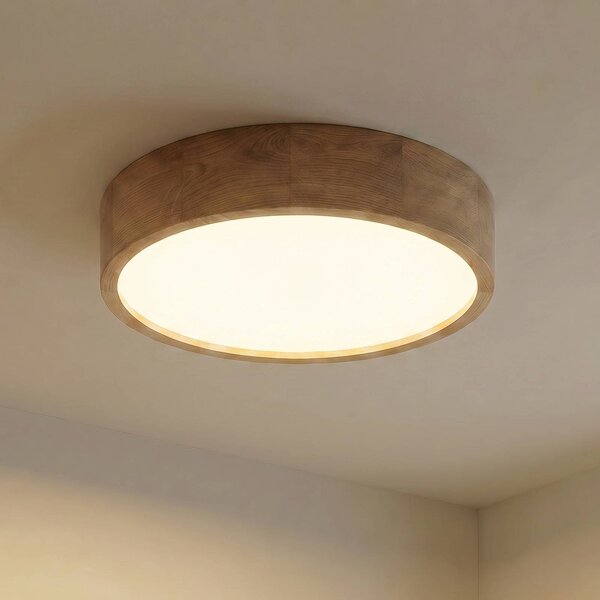 TEMAR LIGHTING Cleo mennyezeti lámpa, Ø 48 cm, 4 lámpás, tölgyfa, E27, dimmelhető, Világos fa, Nappali / Étkező, Fa, Modern