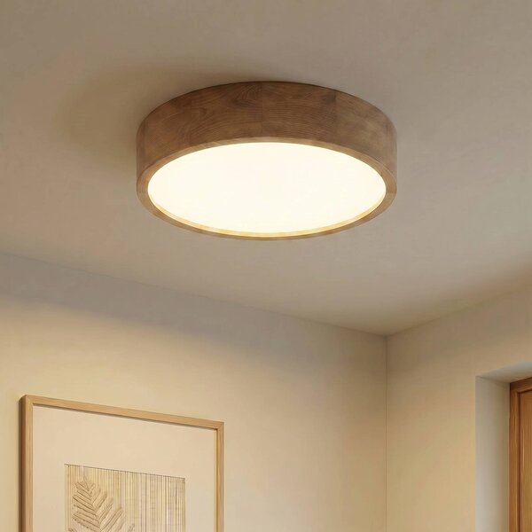 TEMAR LIGHTING Cleo mennyezeti lámpa, Ø 48 cm, 4 lámpás, tölgyfa, E27, dimmelhető, Világos fa, Nappali / Étkező, Fa, Modern