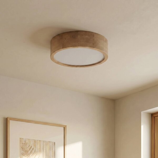 TEMAR LIGHTING Cleo mennyezeti lámpa, Ø 38 cm, 3-lámpás, tölgyfa, E27, dimmelhető, Világos fa, Nappali / Étkező, Fa, Modern