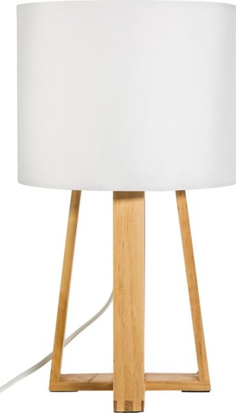Lámpara Sobremesa Frida Madera Y Blanco S 34cm