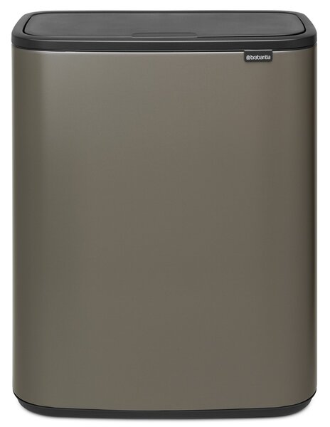 BRABANTIA Bo Touch Bin nyomófedeles hulladékgyűjtő XXL padlón álló műanyag tartály 60L - M méret acél platinaszürke - 223068