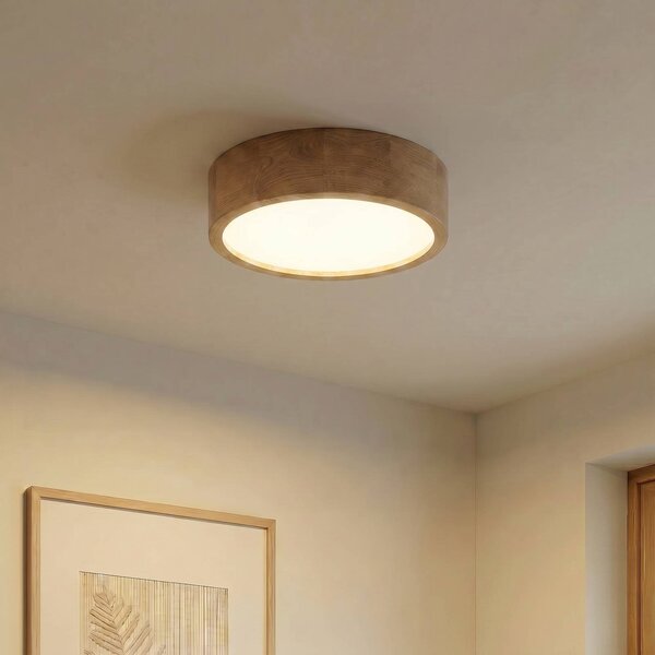 TEMAR LIGHTING Cleo mennyezeti lámpa, Ø 38 cm, 3-lámpás, tölgyfa, E27, dimmelhető, Világos fa, Nappali / Étkező, Fa, Modern