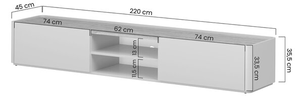 Elivo TV-szekrény 220 cm fiókkal - eukaliptusz / baltic dune tölgy