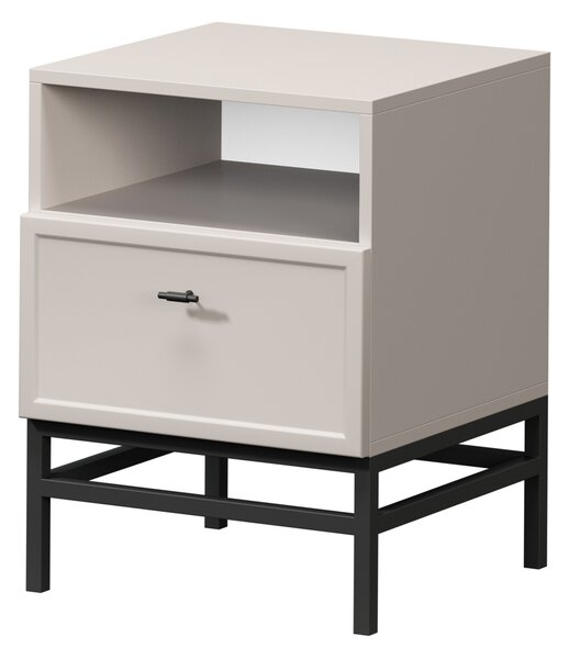 Lorini fiókos éjjeliszekrény 45 cm - kasmír / fekete T-bar fogantyúk / keret