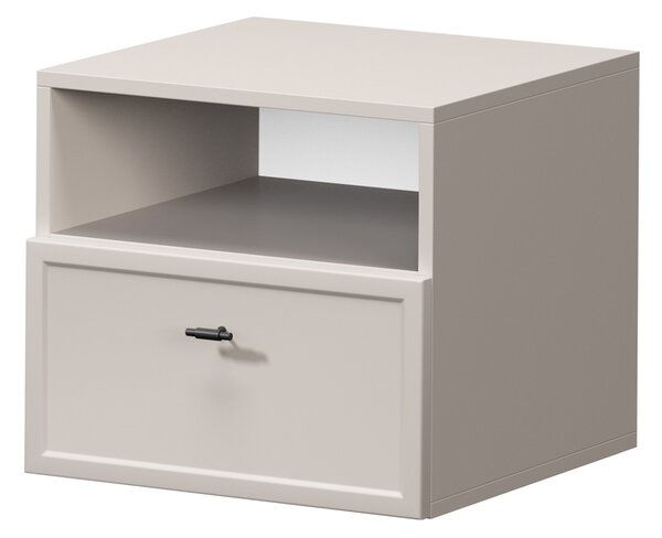 Lorini fali fiókos éjjeliszekrény 45 cm - kasmír / fekete T-bar fogantyúk