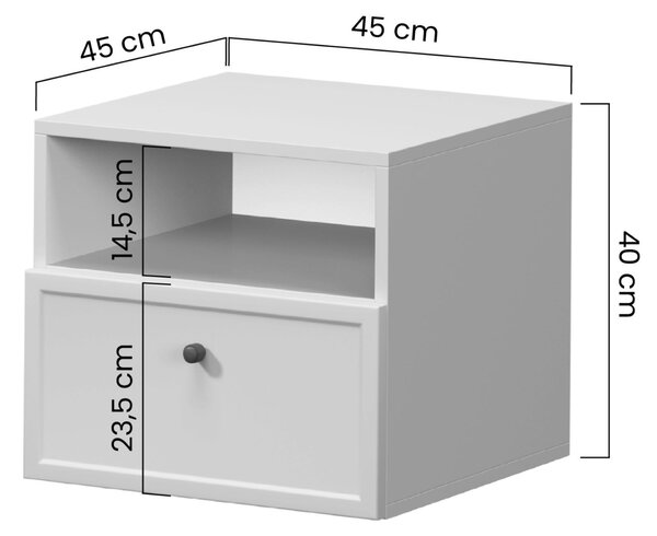 Lorini fali éjjeliszekrény fiókkal 45 cm - kasmír / arany T-bar fogantyú