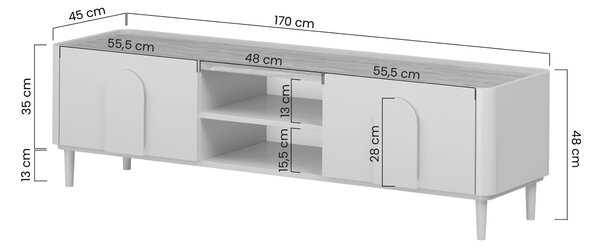 Amilio RTV szekrény 170 cm - kasmír / olajozott tölgy / világos tölgy fogantyú