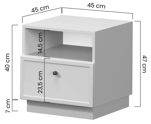 Lorini éjjeliszekrény fiókkal 45 cm - kasmír / fekete T-bar fogantyú