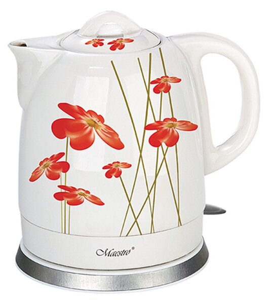 Maestro MR-066-RED FLOWERS Elektromos Vízforraló 1,5L 1200W Piros Virágmintás