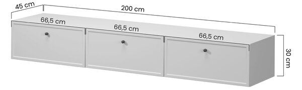 Lorini fali TV szekrény 200 cm fiókos - kasmír / fekete T-bar fogantyú