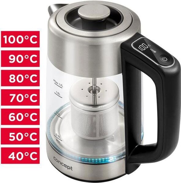 Concept RK4190 elektromos vízforraló 2200W 1,7l ezüst/szürke