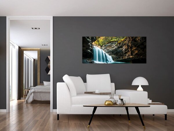 Erdei vízesés képe (120x50 cm)