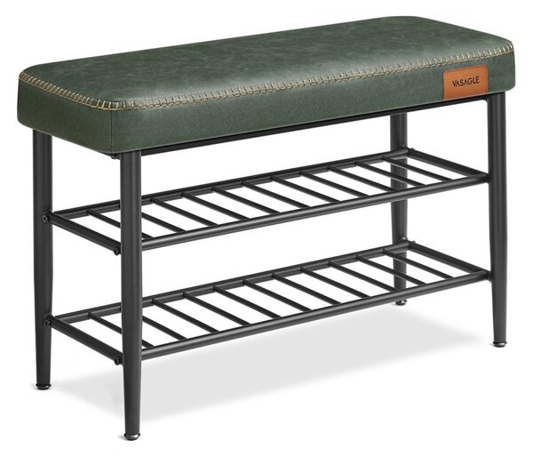 VASAGLE EKHO LSB054C01 cipős pad műbőr erdőzöld 80 x 30 x 50 cm
