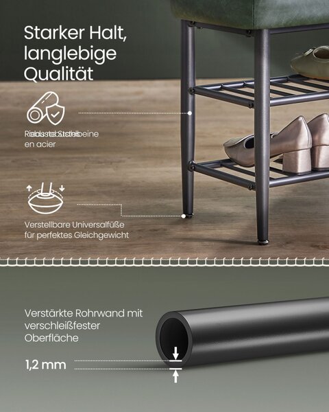 VASAGLE EKHO LSB054C01 cipős pad műbőr erdőzöld 80 x 30 x 50 cm