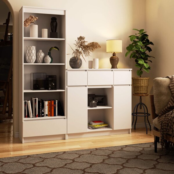 AKORD K100 Modern Komód Laminált Fehér 3 Fiókos