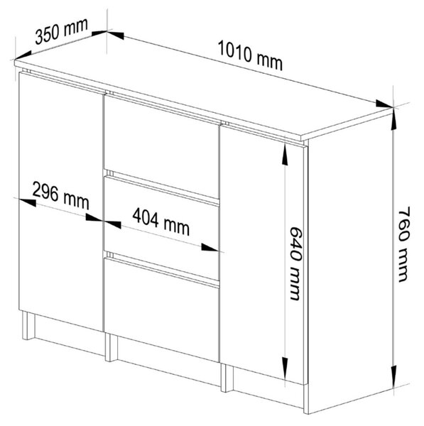 AKORD K100 Klasszikus Komód Laminált Grafit-Artisan Tölgy