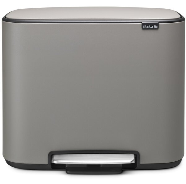 BRABANTIA Bo Pedal Bin pedálos hulladékgyűjtő szagmentesen záródó Soft-Close fedél műanyag tartály 36L - R méret acél betonszürke ásványi textúra - 121647