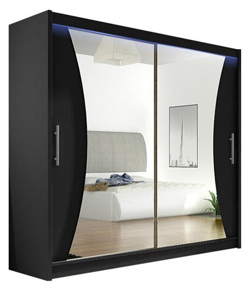 Gardróbszekrény Closico Pallor V, Laminált forgácslap, 215x180x57cm, Fekete